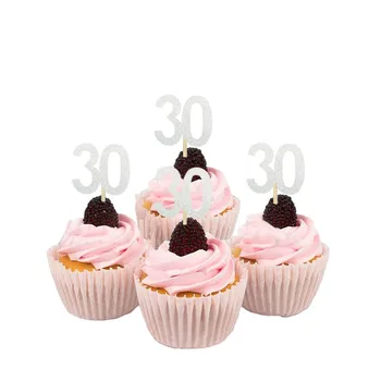 Chicinlife 10vnt Skaičius 30 40 50 60 Popieriaus Cupcake Topper Suaugusiųjų Laimingas Gimtadienio Jubiliejų, Apdailos Reikmenys