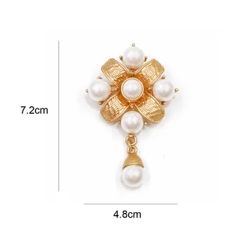 CINDY XIANG Aukso Spalvos Metalo Kryžius Sagė Pearl Smeigtukai Baroko Stilius Derliaus bižuterijos Antikvariniai Elegantiškas Priedai Gera Dovana
