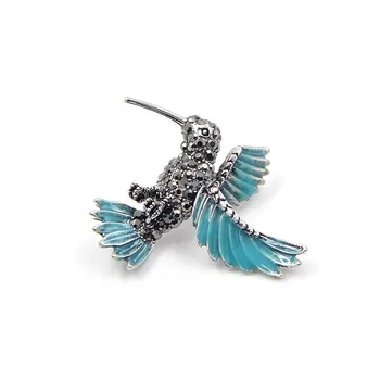 CINDY XIANG Naują Atvykimo kalnų krištolas Hummingbird Sages Moterims Mielas Blue Bird Sagė Pin Gyvūnų Papuošalai Žiemos Kailio Ornamentu