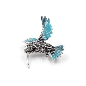 CINDY XIANG Naują Atvykimo kalnų krištolas Hummingbird Sages Moterims Mielas Blue Bird Sagė Pin Gyvūnų Papuošalai Žiemos Kailio Ornamentu