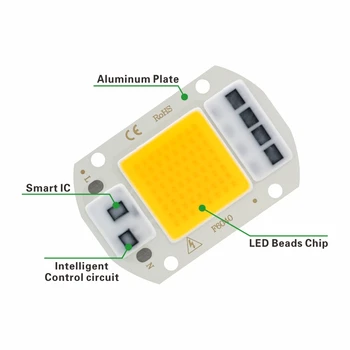 COB LED Lustas Lempa 3W 5W 9W 7W 10W 20W 30W 50W 220V Smart IC nereikia Vairuotojo LED Lemputė Potvynių Šviesos Prožektorius 