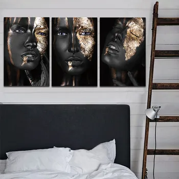 Conisi Afrikos Juodos Ir Aukso Moteris HD Naftos Tapyba ant Drobės, Plakatų Ir grafikos Skandinavijos Sienos Menas Nuotraukas Kambarį