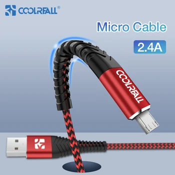 Coolreall 2.4 Micro USB Kabelis spartusis įkrovimas USB Duomenų Kabeliu Nailono Sync Laidą 