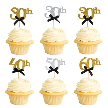 Cupcake topper 30 40 50 60 Gimtadienio Suaugusiųjų 40 gimtadienio tortas, papuošimai Tortas wapper 30st Jubiliejų dekoras