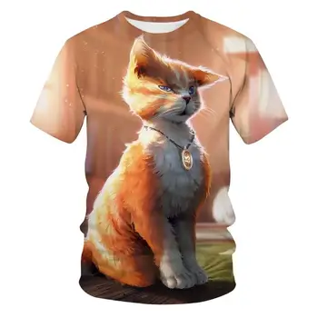 Cute Kačių marškinėliai Moterims trumpomis Rankovėmis Atsitiktinis Vyrų Mados Aukštos Kokybės Drabužių Tees Viršūnes Juokinga Gyvūnų 3D marškinėliai Berniukams ir mergaitėms