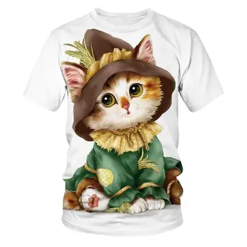 Cute Kačių marškinėliai Moterims trumpomis Rankovėmis Atsitiktinis Vyrų Mados Aukštos Kokybės Drabužių Tees Viršūnes Juokinga Gyvūnų 3D marškinėliai Berniukams ir mergaitėms