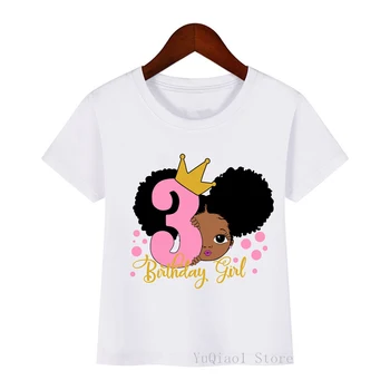 Cute little black melanino princesė spausdinti mergina t-marškinėliai gimtadienis vaikams juokinga t shirts 1 2 3 4 5 6 7 8 metus pateikti užsakymą 