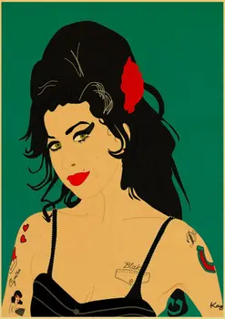 Dainininkė Amy Winehouse Muzikos Klasika Derliaus Plakatas tapyba, Dekoratyvinės Sienų Lipdukai Namų Plakatų Meno namų Dekoro