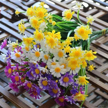 Daisy Dirbtinės Gėlės, Lauko Atsparus UV Padirbtų Augalų Windowbox Žalumos, Plastikiniai Krūmų Patalpų Vestuvių Balkono Apdaila