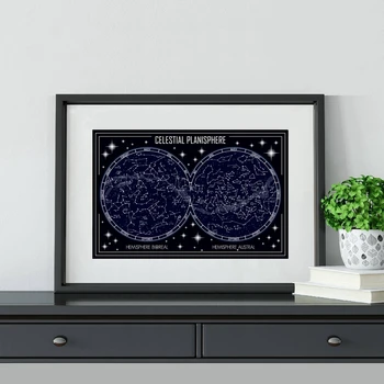 Dangaus Planisphere Žemýlapio Plakatas Spaudinių Minimalistinė Geometrinių Žvaigždynas Sienos Menas Nuotraukas Tapybos Namų Sienų Dekoras