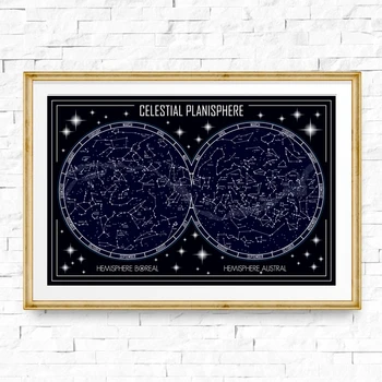 Dangaus Planisphere Žemýlapio Plakatas Spaudinių Minimalistinė Geometrinių Žvaigždynas Sienos Menas Nuotraukas Tapybos Namų Sienų Dekoras