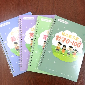 Daugkartinio naudojimo Vaikams 3D Copybook Kaligrafija Numeriai 0-100 Rašysenos Knygų Mokytis Matematikos, anglų kalbos Rašymo Praktikos Knyga vaikams