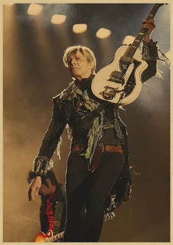 David Bowie Vintage Retro roko muzikos Gitara Matinis Kraftpopieris Senovinių Plakatų Siena Lipdukas Namų Decora