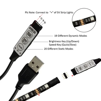 DC 5V USB LED RGB Valdiklis 