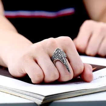 Derliaus punk papuošalai geometrinis modelis letena formos vyriški sužadėtuvių žiedas vestuvinis žiedas
