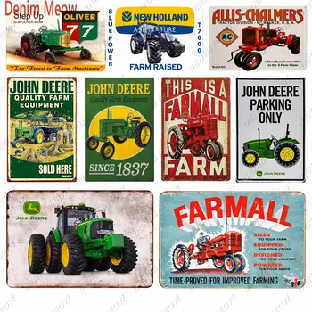 Derlius žemės Ūkio Mašinos, Metalo, Skardos Pasirašyti American Classic Ūkio Traktorių Apnašas Garažo Sienų Tapybos Plakatas Namų Dekoro WY68