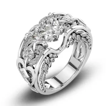 Didmeninė karšto princesė mados Vestuvinis žiedas Baltas auksas spalva MOTERYS dovana akmuo kristalas Lady sidabro Žiedas papuošalų dalyvavimas LR088