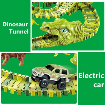 Dinozaurų Geležinkelio Žaislinius Automobilius magija Kelio karšto Lenktynių Trasoje Žaislų Rinkinys Švietimo Lankstaus Kelio 