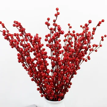 Dirbtinių Gėlių, Uogų Raudonos Uogos Netikrą Gėlių Naujųjų Metų Vestuvių Dekoro Dirbtinių Uogų Filialas Kalėdinė Dekoracija Namuose