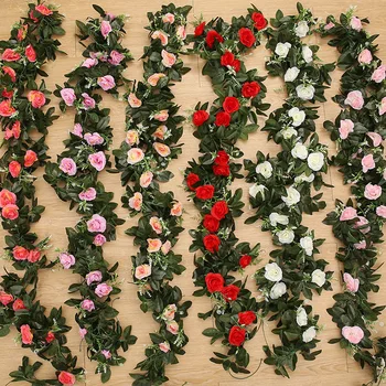 Dirbtinių Rožių Gėlių Netikrą Kabinti Dekoratyvinių Rožių Vynuogių Augalų Lapai Dirbtinių Gėlės Gėlių Girlianda Vestuvių Sienų Apdaila
