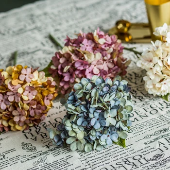 Dirbtinės Gėlės Šilko Hydrangea Aukštos Kokybės Plastiko Gėlių Namų Puošybai 