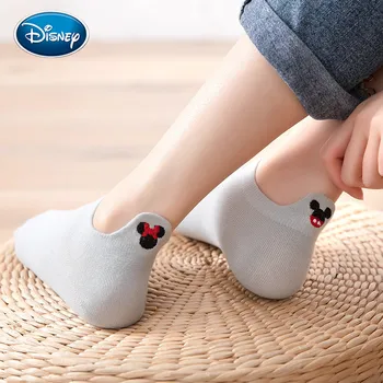 Disney 1Pair Mergina Mickey galvos siuvinėtos kojinės Cattoon Minnie mergina kojinės medvilnės vasaros plonos medvilnės moterų kojinės