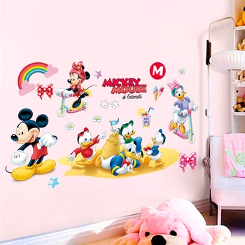 Disney mickey minnie antis sienų lipdukai vaikams kūdikių kambariai darželio namų dekoro animacinių filmų sienos lipdukai pvc jam prilygintą išsilavinimą meno 