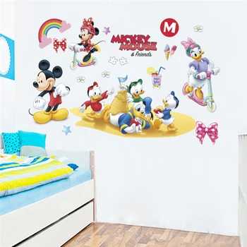 Disney mickey minnie antis sienų lipdukai vaikams kūdikių kambariai darželio namų dekoro animacinių filmų sienos lipdukai pvc jam prilygintą išsilavinimą meno 