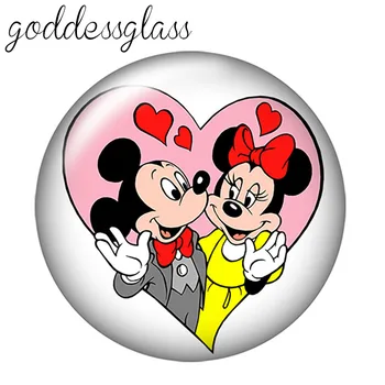 Disney Mickey Minnie Mouse Mielas animacinių filmų 10vnt 12mm/18mm/20mm/25mm Turas foto stiklo cabochon butas atgal Karoliai Padaryti išvadas