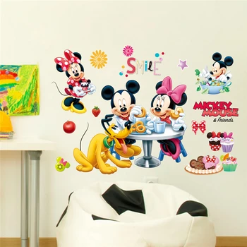 Disney mickey minnie mouse plutonas sienų lipdukai vaikų kambariai šalies namų dekoro cartoon 25*70cm sienų lipdukai pvc jam prilygintą išsilavinimą meno 