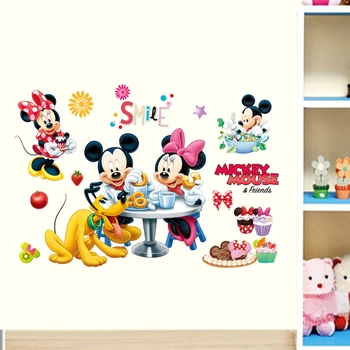 Disney mickey minnie mouse plutonas sienų lipdukai vaikų kambariai šalies namų dekoro cartoon 25*70cm sienų lipdukai pvc jam prilygintą išsilavinimą meno 