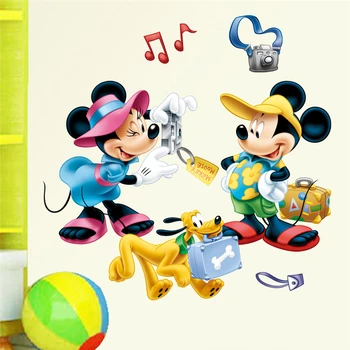 Disney mickey minnie nufotografuoti sienų lipdukai vaikams kambariai namų dekoro animacinių filmų 40*60cm sienos lipdukai pvc jam prilygintą išsilavinimą meno plakatai