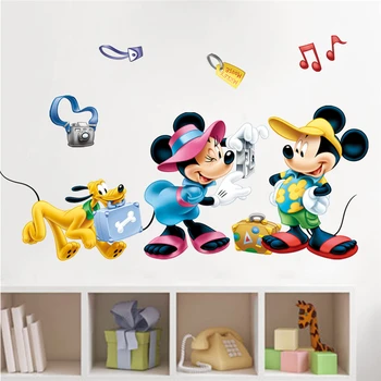 Disney mickey minnie nufotografuoti sienų lipdukai vaikams kambariai namų dekoro animacinių filmų 40*60cm sienos lipdukai pvc jam prilygintą išsilavinimą meno plakatai