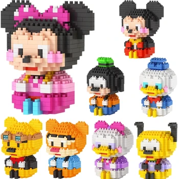 Disney Mickey Mouse blokų, plytų žaislai statybos Mini blokai animacinių filmų personažus, mokymo vienetų vaikų žaislas atitinka legoeing