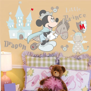 Disney Mickey Mouse Princas Pilies Drakonas Sienų Lipdukai Vaikų Kambariai Namų Dekoro Animacinių Filmų Sienų Lipdukai Pvc Jam Prilygintą Išsilavinimą Meno 