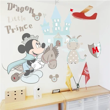 Disney Mickey Mouse Princas Pilies Drakonas Sienų Lipdukai Vaikų Kambariai Namų Dekoro Animacinių Filmų Sienų Lipdukai Pvc Jam Prilygintą Išsilavinimą Meno 