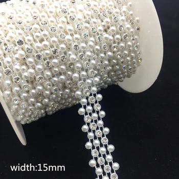 DIY1 Metrų kalnų krištolas Grandinės Crystal Pearl Juvelyrika Grandinės Siūti Apdailos Vestuvių Suknelė, Kostiumas Aplikacijos Papuošalai Priėmimo