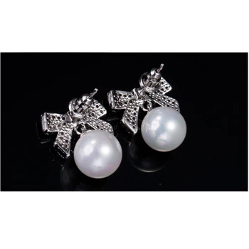 Dizaineris pearl nutiesti pearl stud auskarai su laivapriekio sidabro spalvos moterims