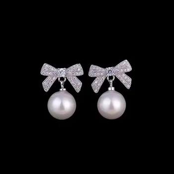 Dizaineris pearl nutiesti pearl stud auskarai su laivapriekio sidabro spalvos moterims