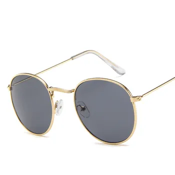 DJXFZLO Retro ovalo formos akiniai nuo saulės Moterims/Vyrams markės dizaineris derliaus maža juoda Raudona Geltona atspalvių saulės akiniai Oculos De Sol