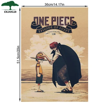 DLKKLB Anime One Piece Pobūdžio Plakatą Luffy ir Ace 51.5x36cm Sienos Menas, Lipdukas Kraft 