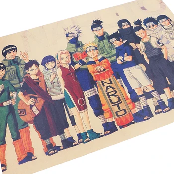DLKKLB Klasikinių Animacinių filmų Naruto Barų Piešimo Plakatas Puošmena Derliaus Kambario Dekoro Plakatas Retro Sienos Lipdukas 50X35cm Dekoras, paveikslai