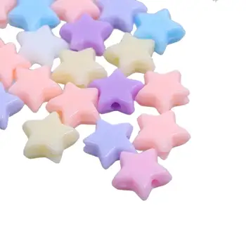 DoreenBeads Akrilo kramtomosios gumos Granulių Pentagram Star Atsitiktinai Papuošalų Apie 11mm x10mm - 10mm x9mm, Skylė: Apie 1.6 mm, 95 Vnt