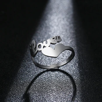 DOTIFI 316L Nerūdijančio Plieno Žiedai Moterims Love U Dalyvavimas Vestuvių Žiedas Papuošalai