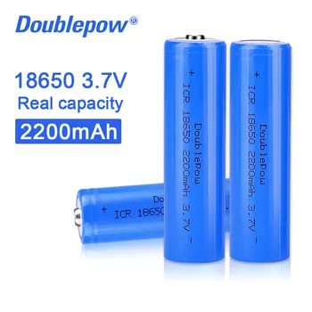 Doublepow originalus naujus 18650 3.7 v, 2200mah 18650 įkraunama ličio baterija žibintuvėlio baterijos