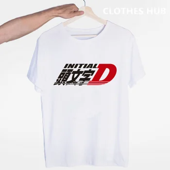 Drift Japonų Anime AE86 Pradinė D T-shirt O-Kaklo trumpomis Rankovėmis, Vasaros Atsitiktinis Mados Unisex Vyrų Ir Moterų Marškinėlius