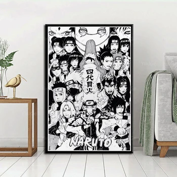 Drobė Spausdinama Naruto Plakatas Sienos Menas, Juoda Balta, Tapyba Japonų Animacinių Filmų Vaidmenį, Nuotraukų, Namų Dekoro Modulinės Rėmo Kambarį