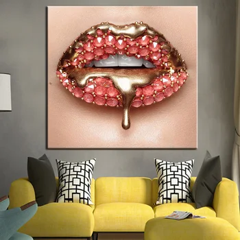 Drobė, Tapyba Spausdinti Šiaurės Stiliaus Seksualus Lūpų Diamond Plakatas Modulinės Nuotraukos Namų Puošybai Šiuolaikinio Gyvenimo Kambario Sienos Meno Kūrinys