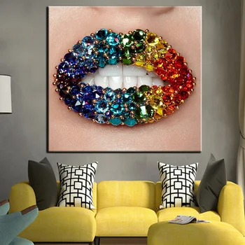 Drobė, Tapyba Spausdinti Šiaurės Stiliaus Seksualus Lūpų Diamond Plakatas Modulinės Nuotraukos Namų Puošybai Šiuolaikinio Gyvenimo Kambario Sienos Meno Kūrinys