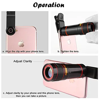 Dropshipping Mobiliojo Telefono vaizdo Kameros Objektyvas 12X Zoom teleobjektyvą Išorės Teleskopas Su 